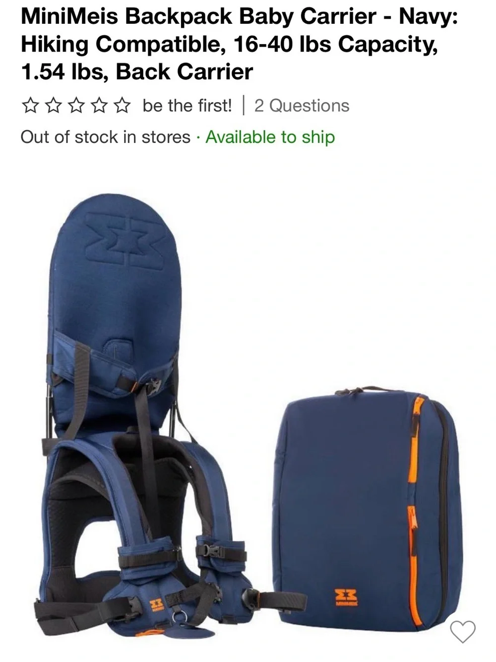 MiniMeis Toodler Shoulder Carry Backpack
